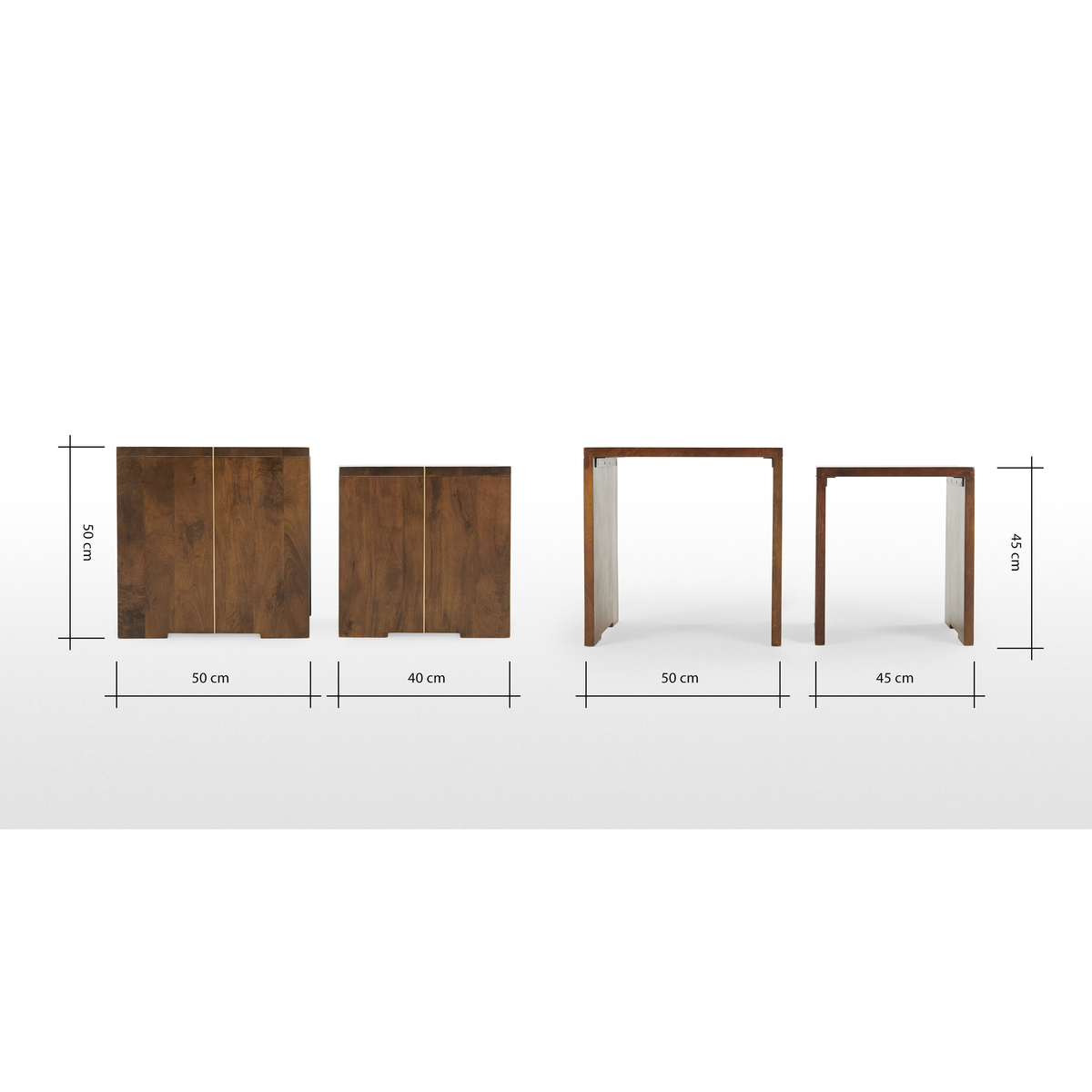 Anderson Set of 2 Nesting Tables, Mango Wood and Brass – image 7