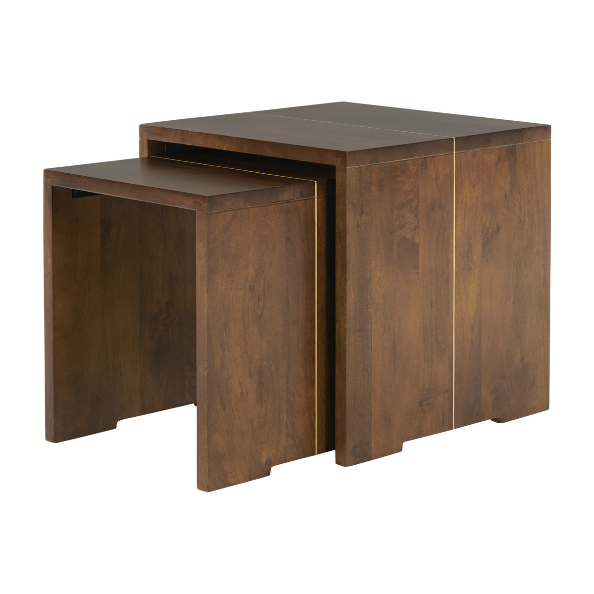Anderson Set of 2 Nesting Tables, Mango Wood and Brass – image 8