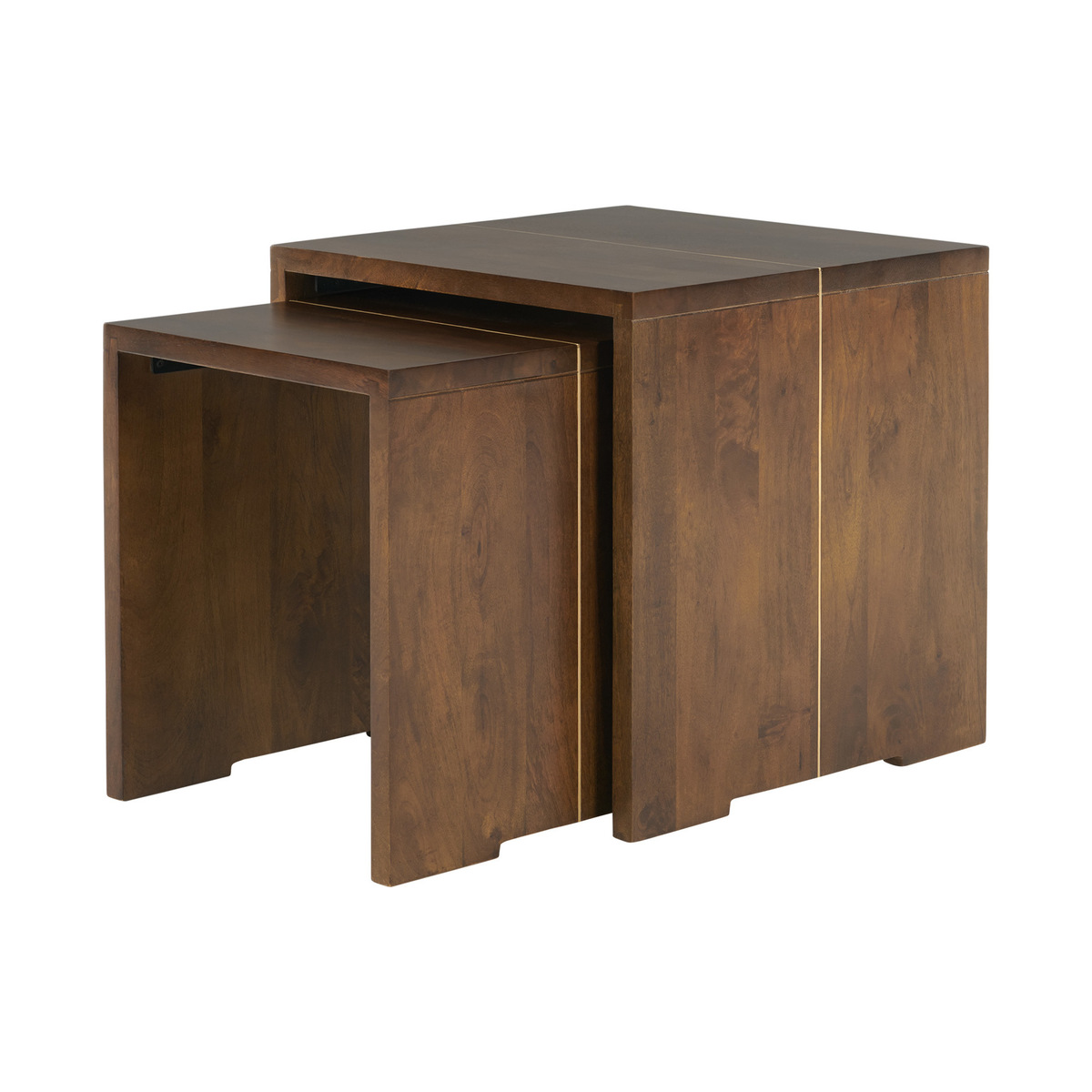 Anderson Set of 2 Nesting Tables, Mango Wood and Brass – image 2