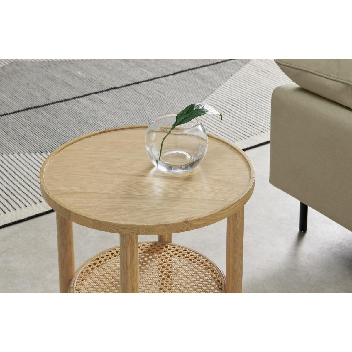 Ankhara Side Table, Natural Oak & Rattan – image 5