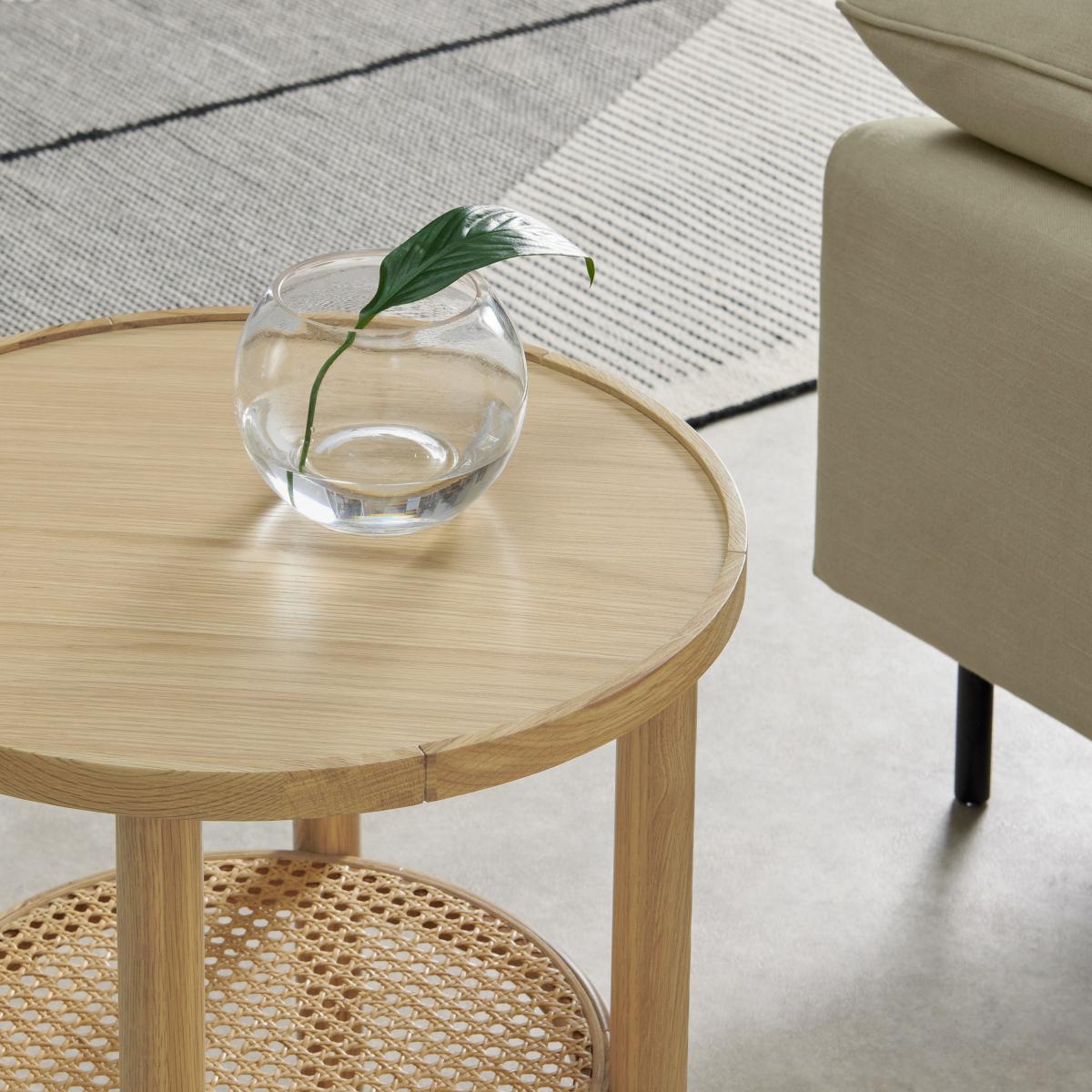 Ankhara Side Table, Natural Oak & Rattan – image 10