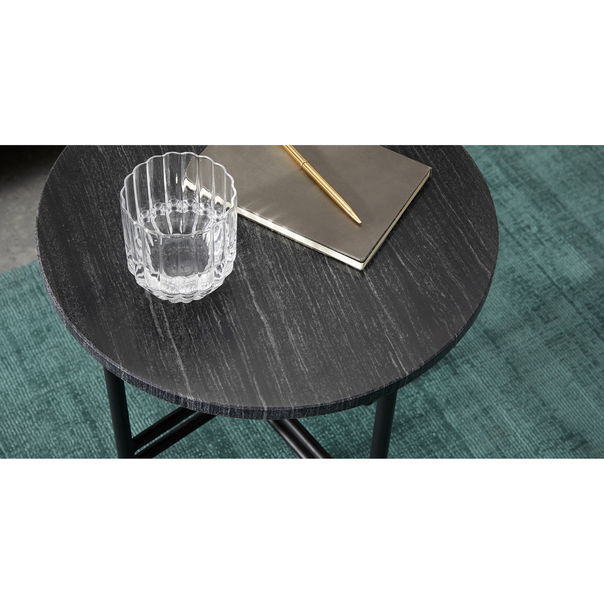Ailish Round Side Table, Black Marble – image 3