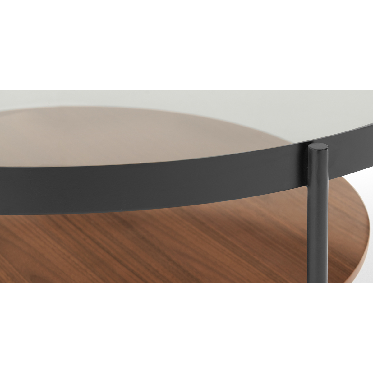 Kameko Round Side Table, Walnut and Glass – image 5