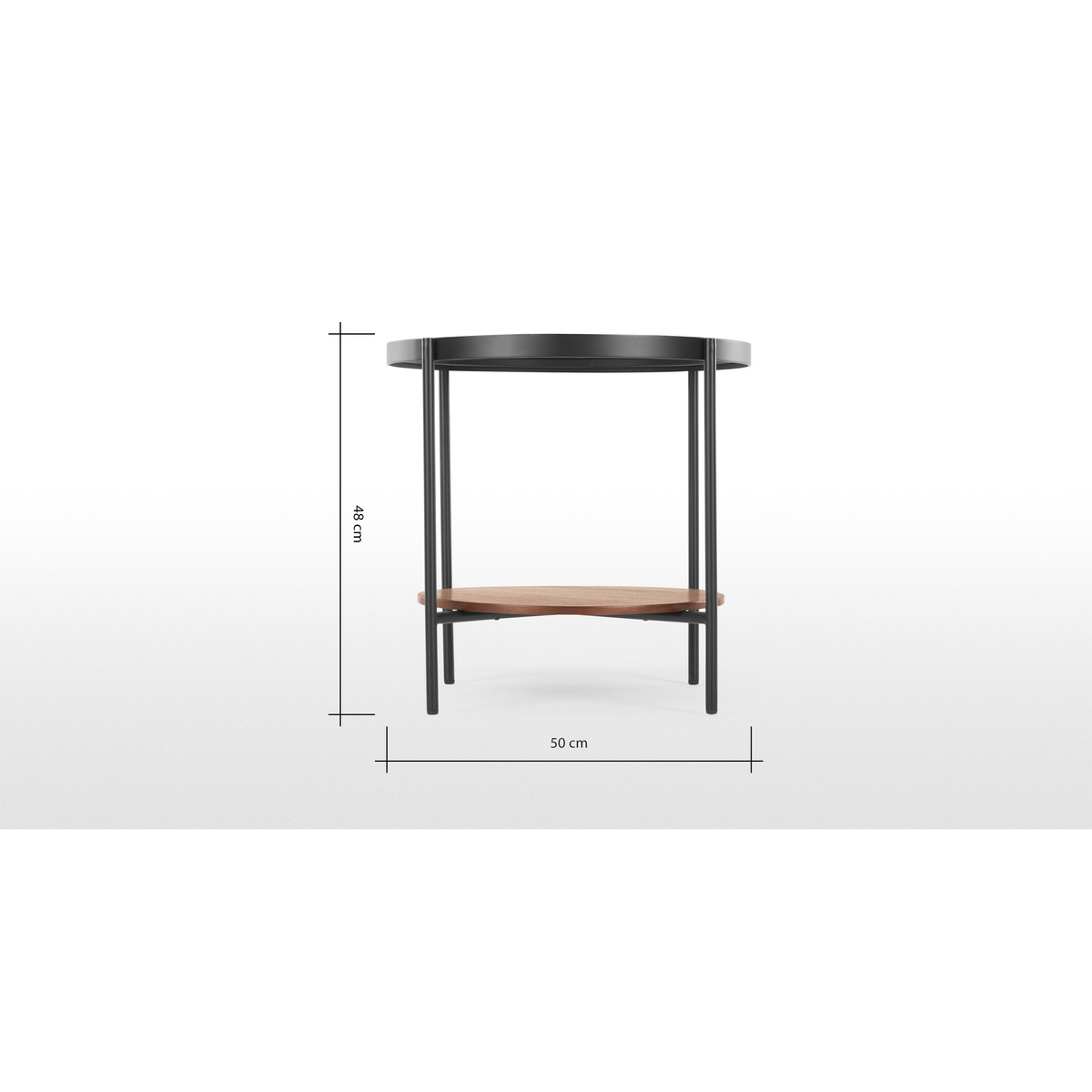 Kameko Round Side Table, Walnut and Glass – image 6