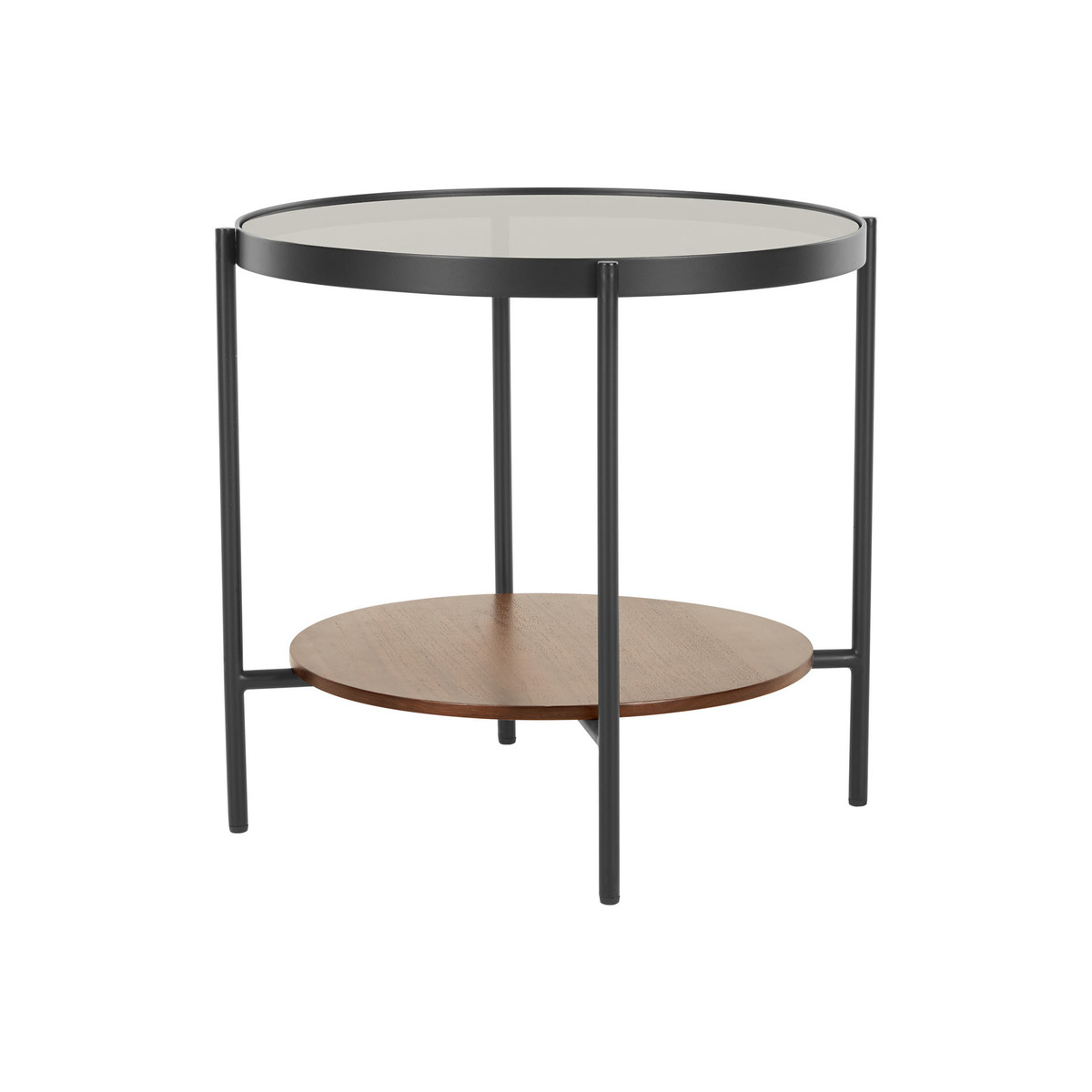 Kameko Round Side Table, Walnut and Glass – image 7