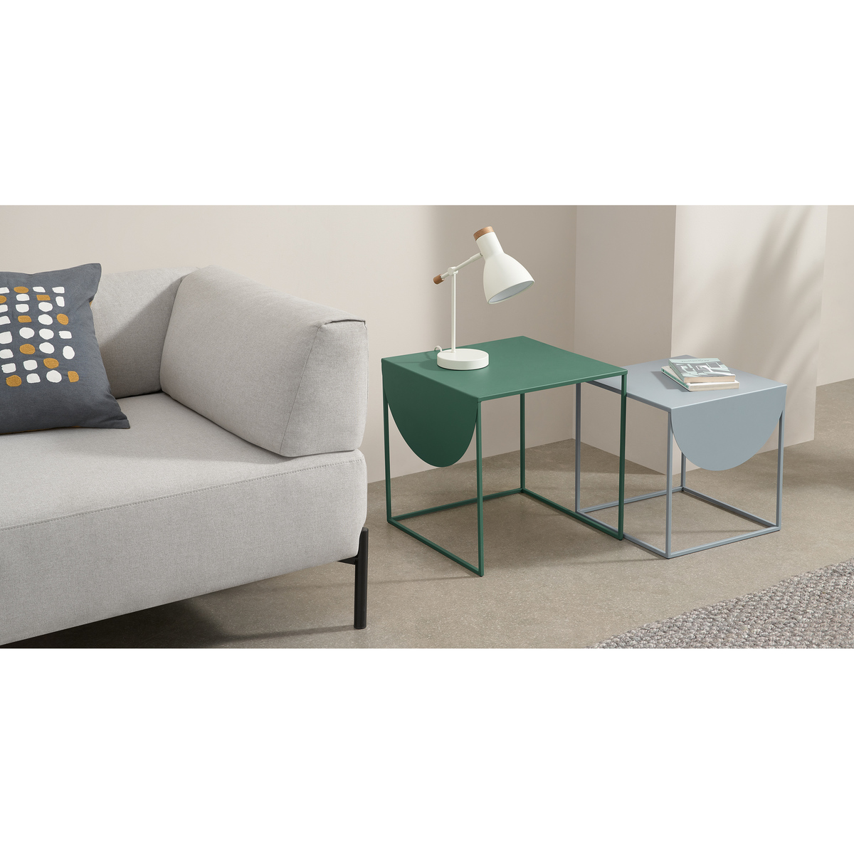MADE Essentials Emira Nesting Side Tables, Forest Green & Grey – image 2