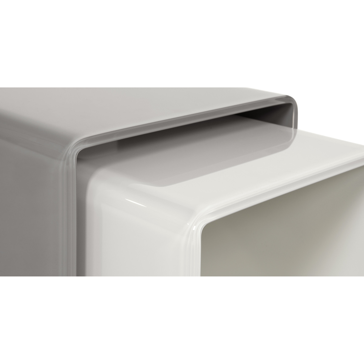 Phane Set of 2 Nesting Tables, White and Grey Glass – image 3