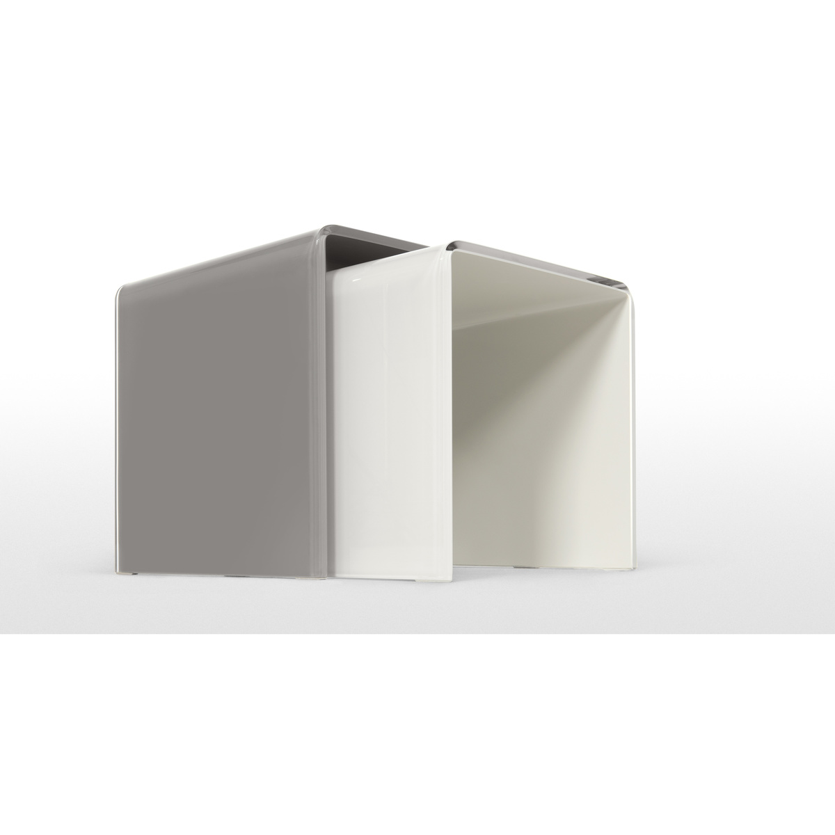 Phane Set of 2 Nesting Tables, White and Grey Glass – image 4