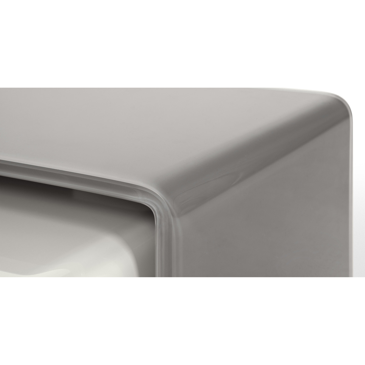 Phane Set of 2 Nesting Tables, White and Grey Glass – image 6