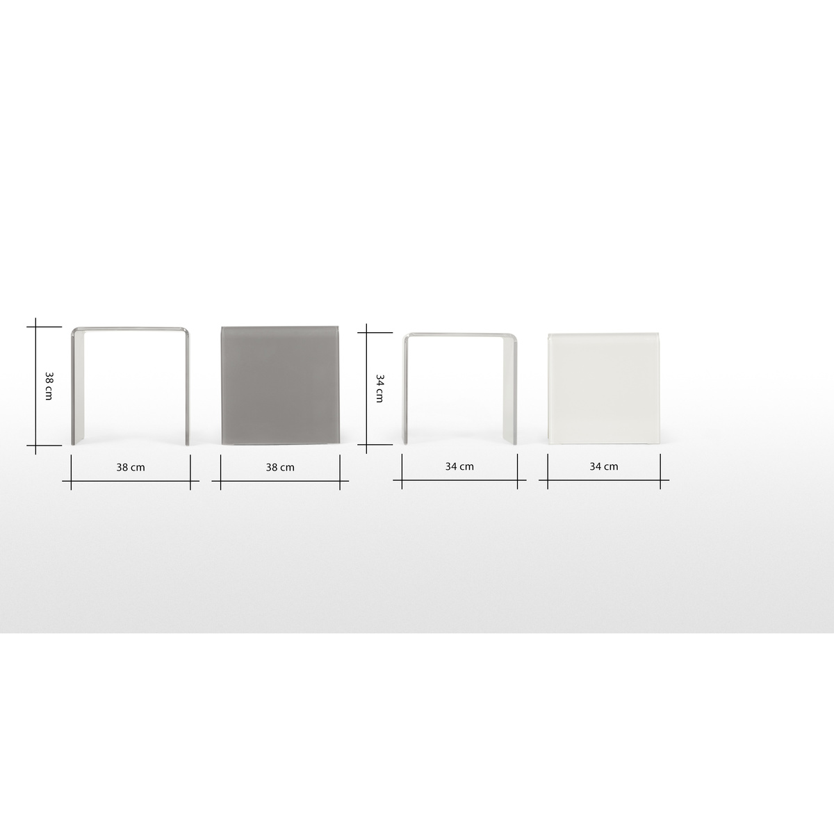 Phane Set of 2 Nesting Tables, White and Grey Glass – image 7