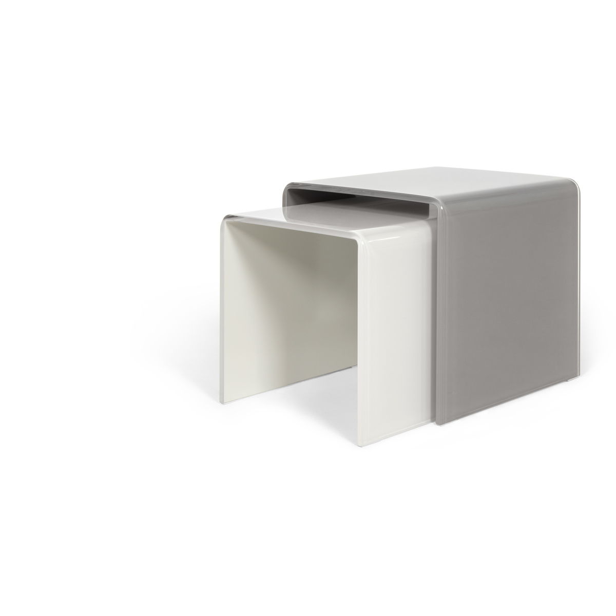 Phane Set of 2 Nesting Tables, White and Grey Glass – image 8