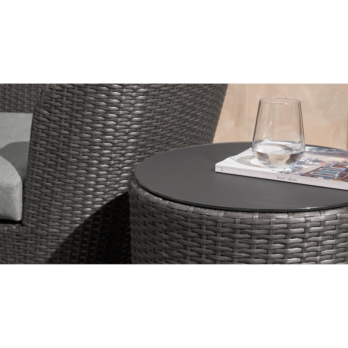 Bulao Garden side table, Rattan and Blue – image 3