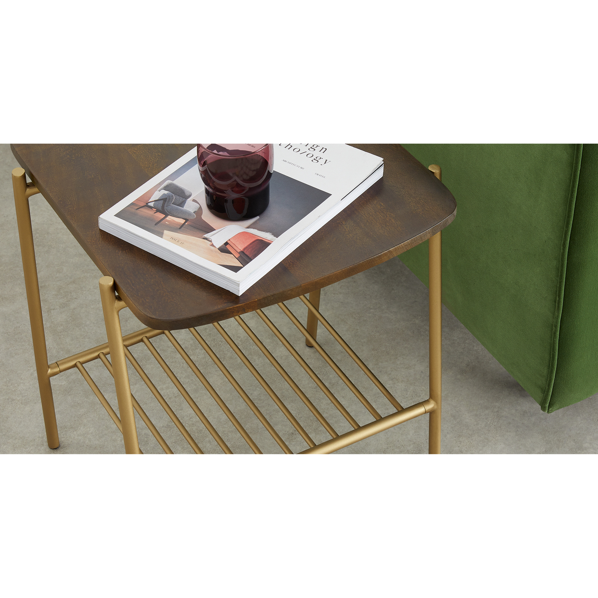 Bortolin Side Table, Mango Wood and Brass – image 4