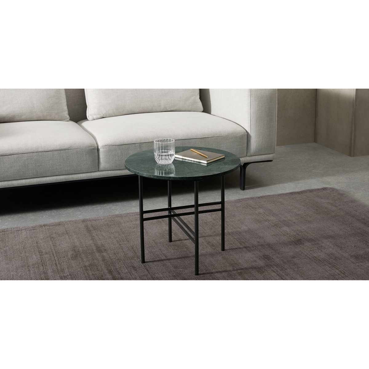 Ailish Large Round Side Table, Green Marble – image 2