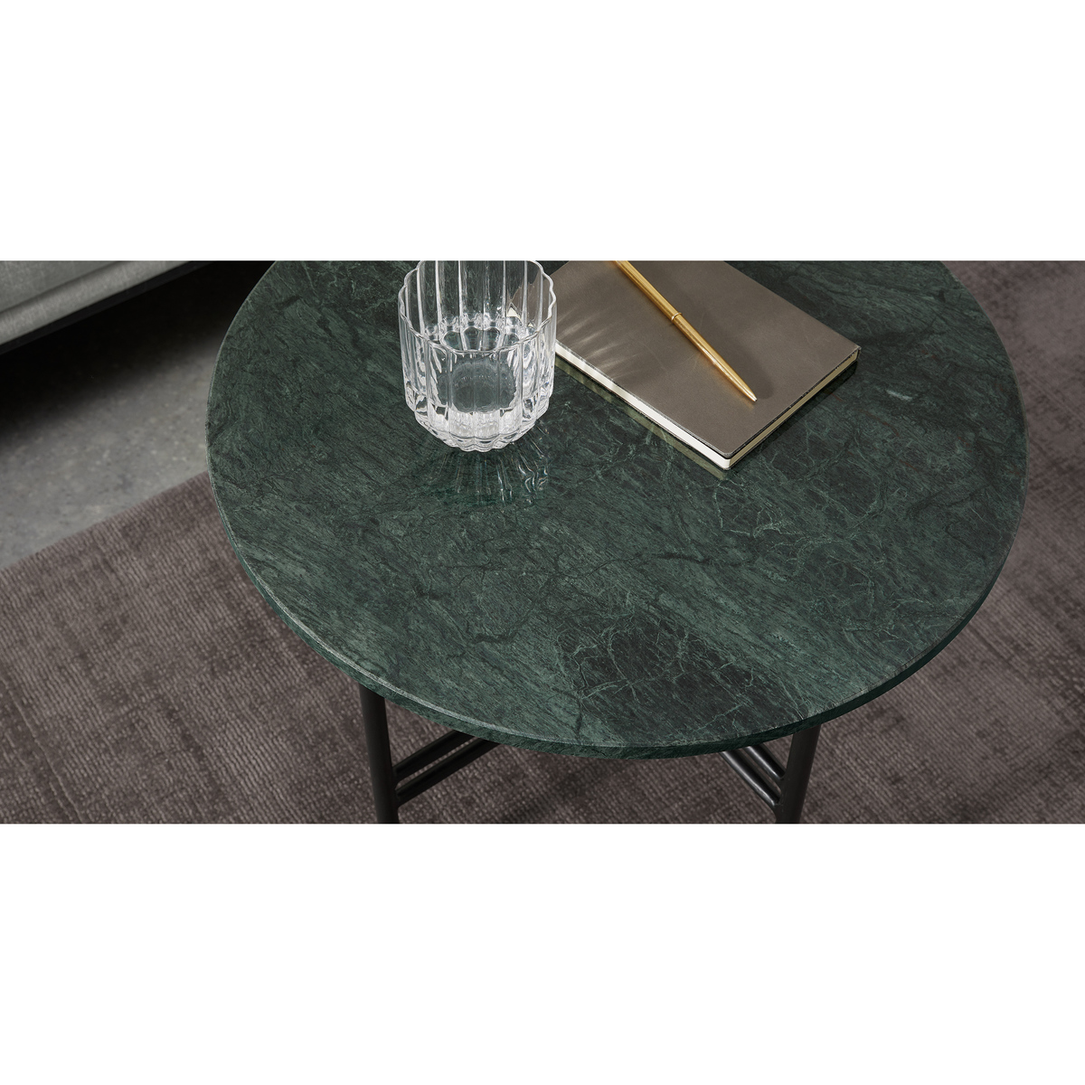 Ailish Large Round Side Table, Green Marble – image 3
