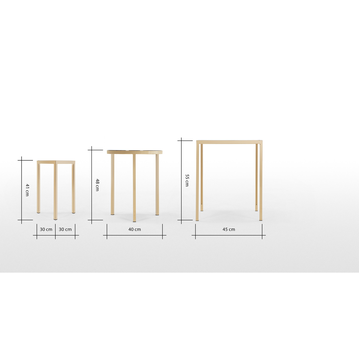 Nova Set of 3 Nesting Tables, Brass – image 7