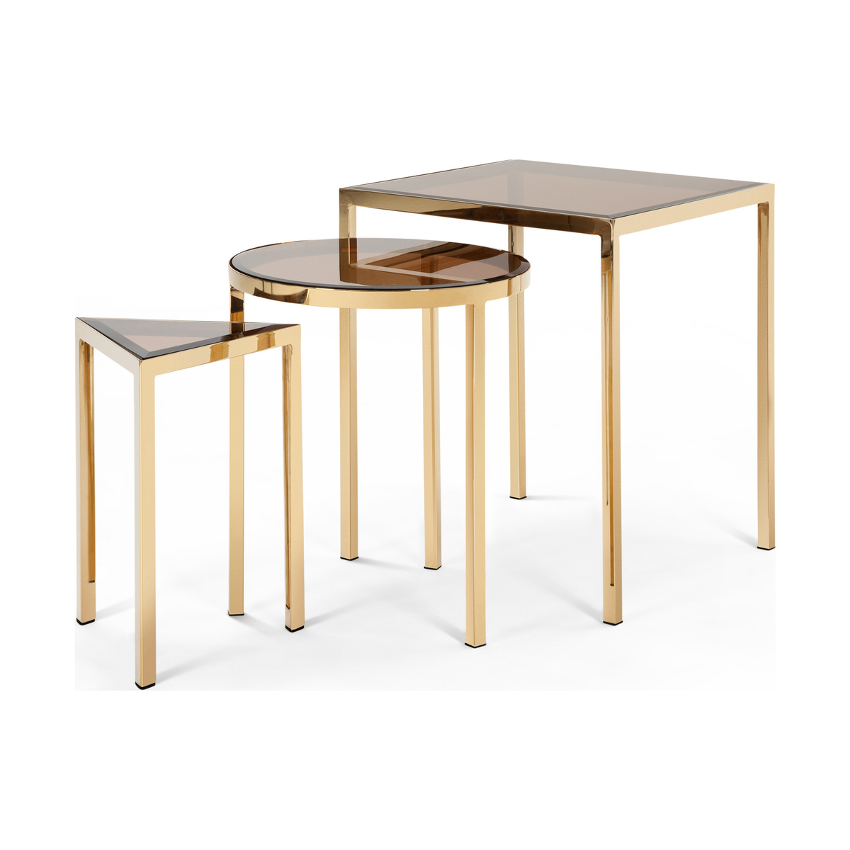 Nova Set of 3 Nesting Tables, Brass – image 1
