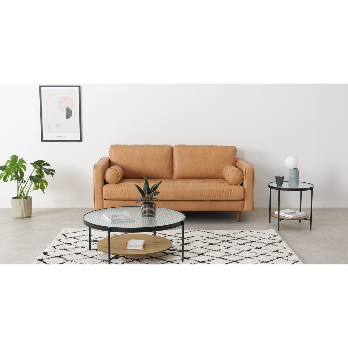 Kameko Side table, Oak and Textured Glass – image 2