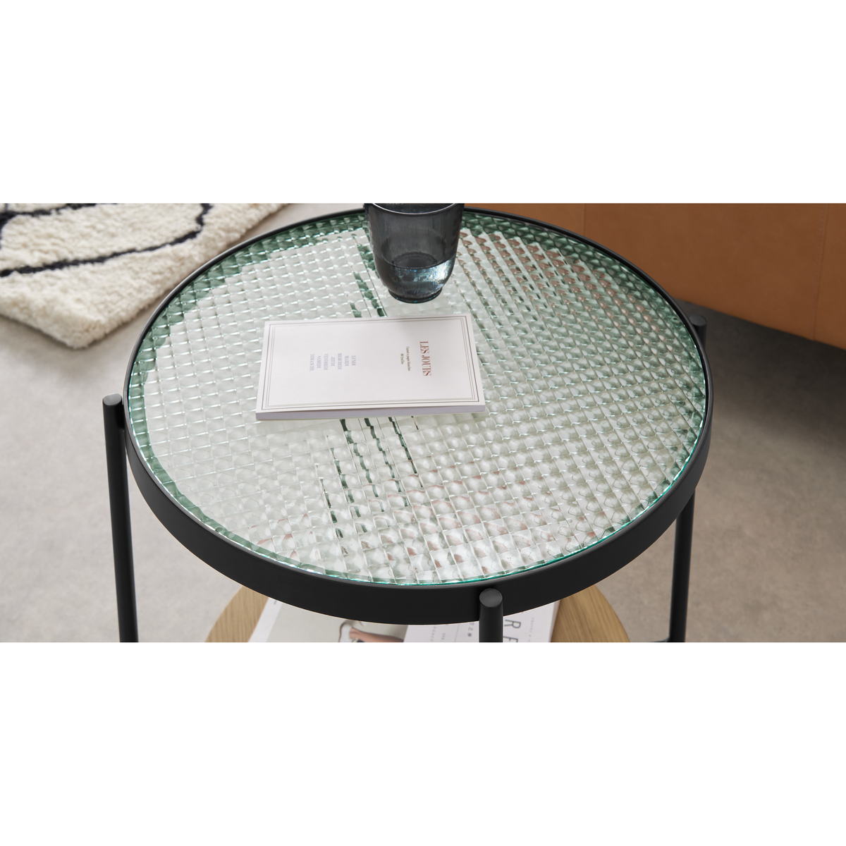 Kameko Side table, Oak and Textured Glass – image 3