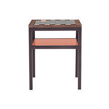 Contrast Chess Side Table, Walnut and Orange – image 2