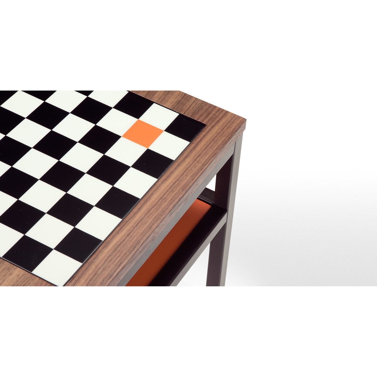 Contrast Chess Side Table, Walnut and Orange – image 8