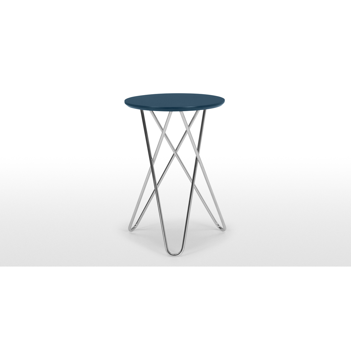 Eibar Side Table, Blue and Chrome – image 4