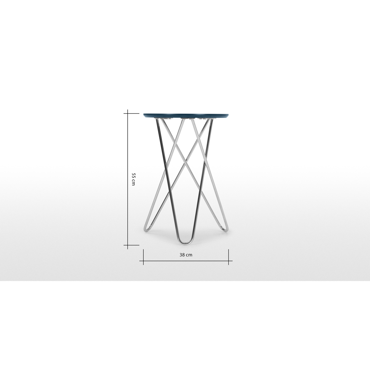 Eibar Side Table, Blue and Chrome – image 7