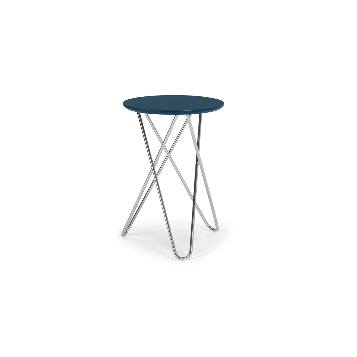 Eibar Side Table, Blue and Chrome – image 9