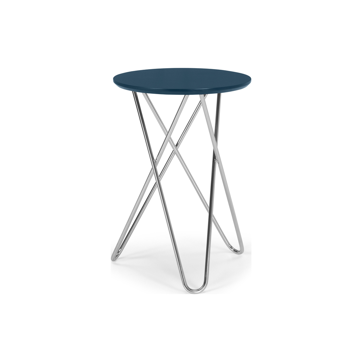 Eibar Side Table, Blue and Chrome – image 1
