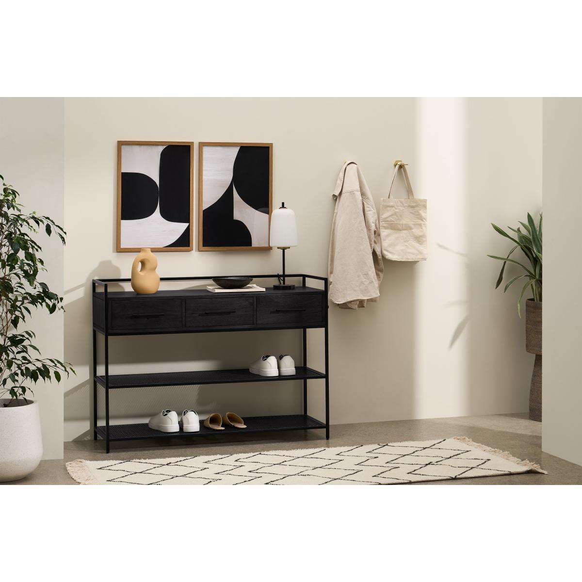 Garton Hallway Console, Charcoal Black Mango Wood & Black Metal – image 4