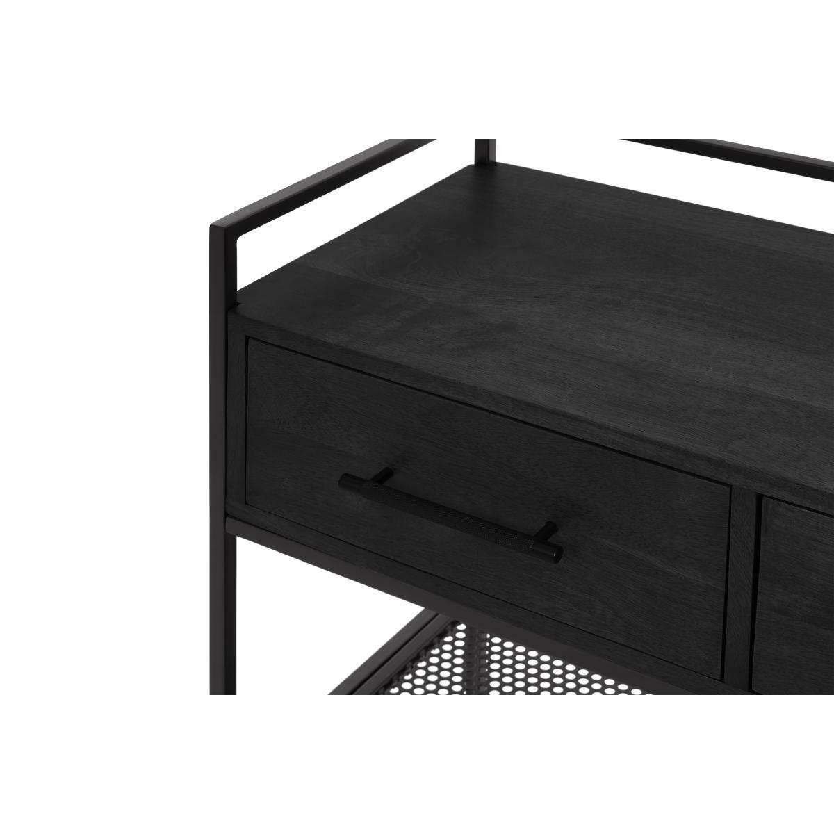 Garton Hallway Console, Charcoal Black Mango Wood & Black Metal – image 7