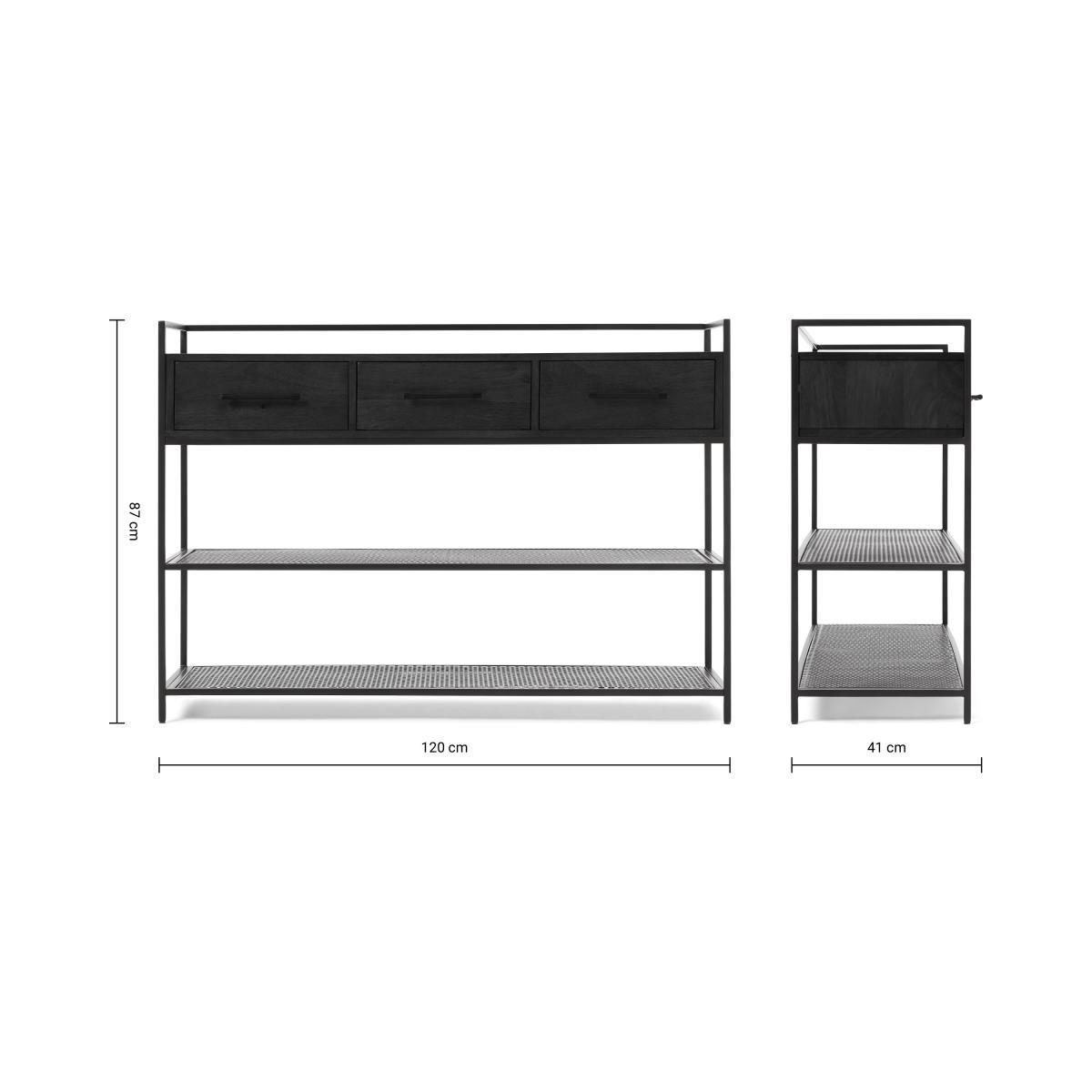 Garton Hallway Console, Charcoal Black Mango Wood & Black Metal – image 10