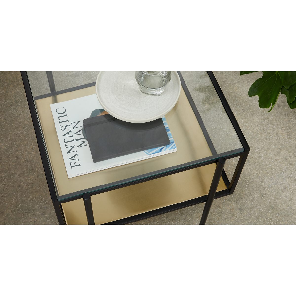 Cheney Side Table, Glass & Brass – image 3