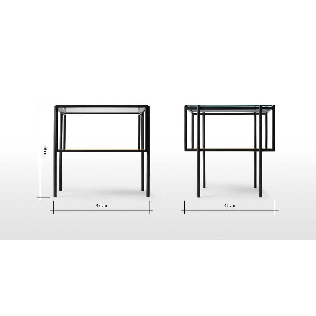 Cheney Side Table, Glass & Brass – image 6