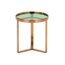 Aula Side Table, Brushed Copper and Green Glass – image 2