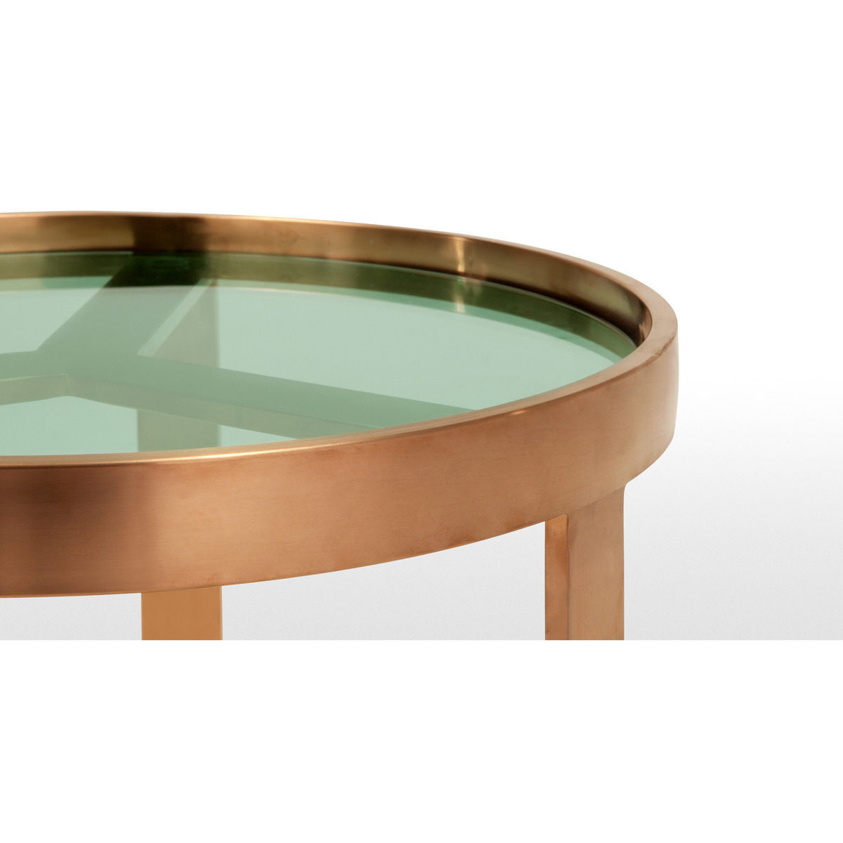 Aula Side Table, Brushed Copper and Green Glass – image 3