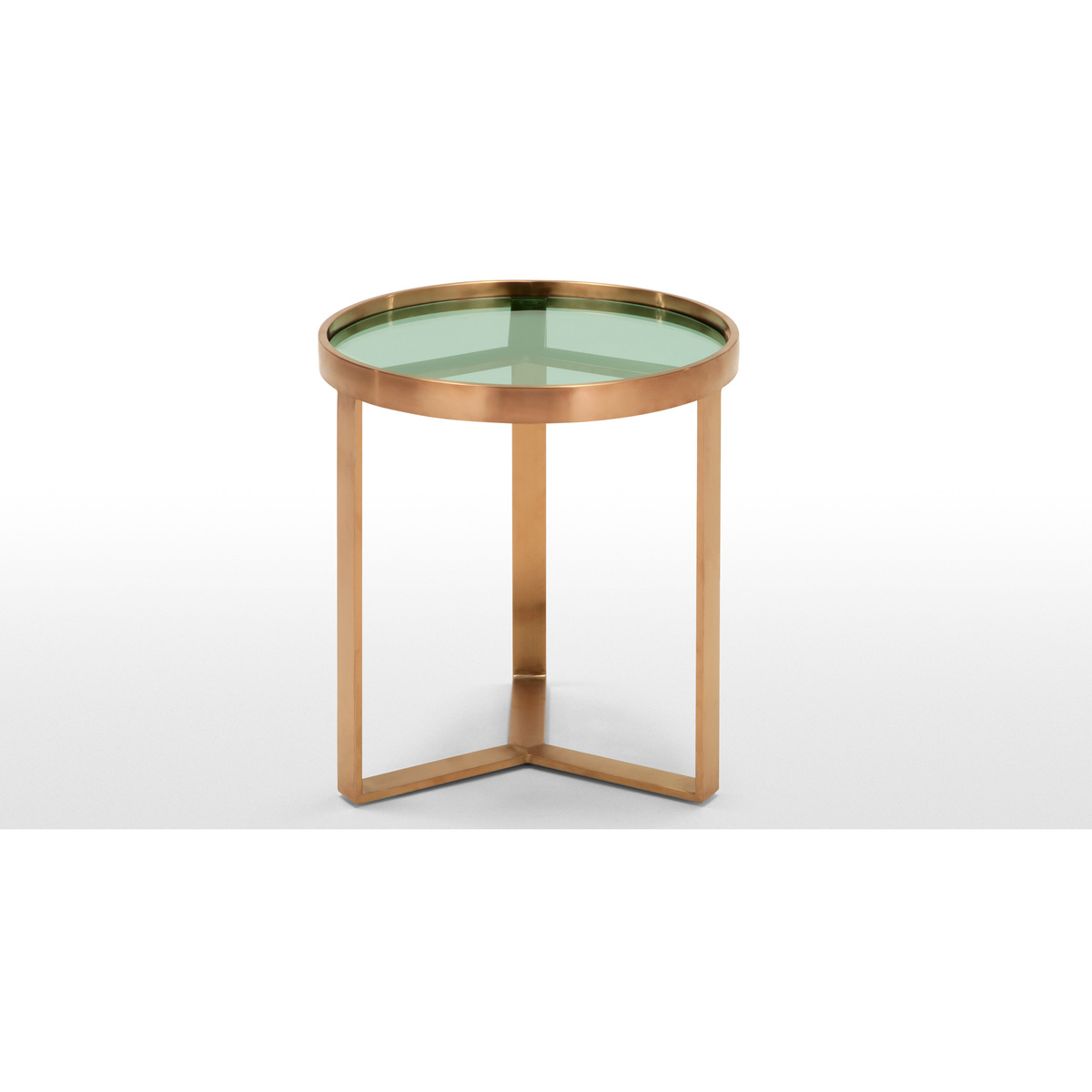 Aula Side Table, Brushed Copper and Green Glass – image 4