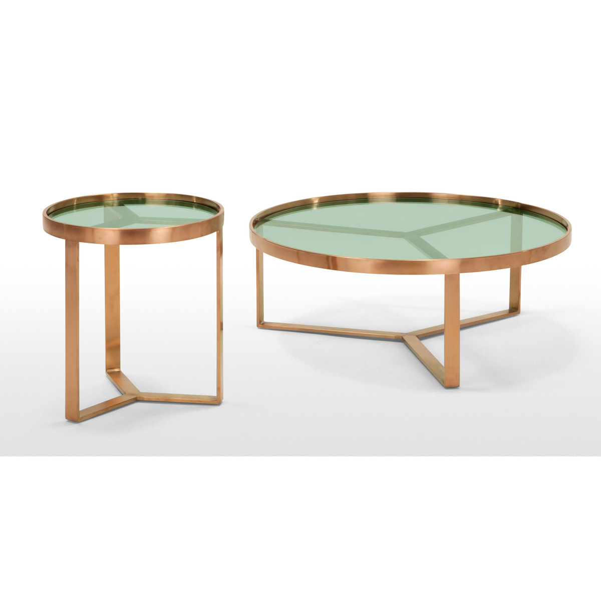 Aula Side Table, Brushed Copper and Green Glass – image 6