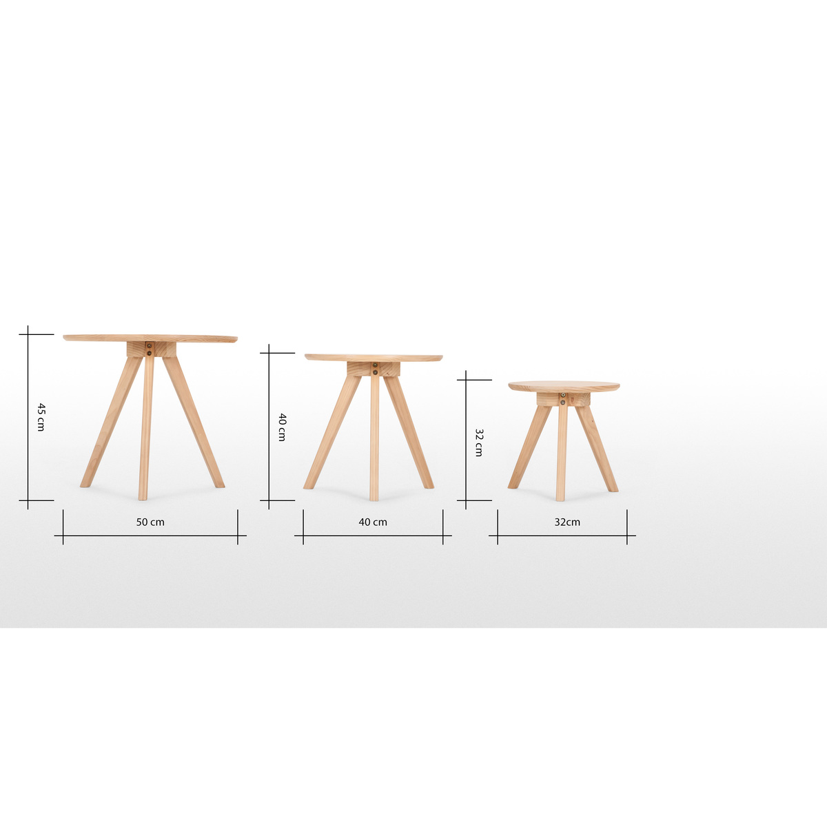Set of 3 Orion Side Tables, Natural – image 8