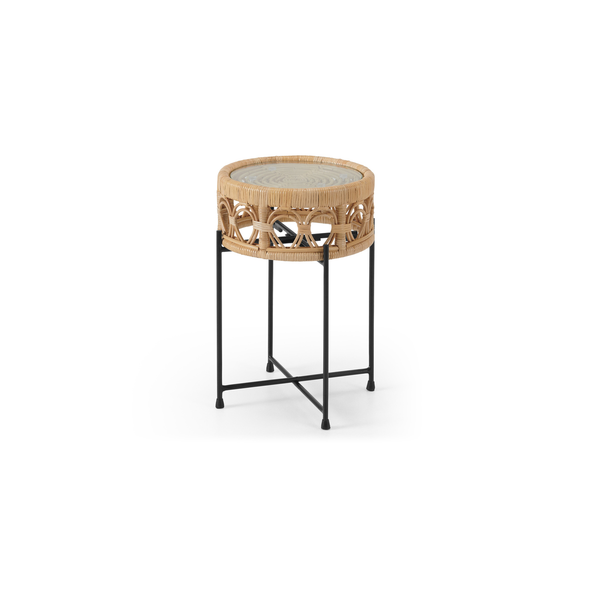 Moreno Side Table, Natural Cane & Glass – image 2
