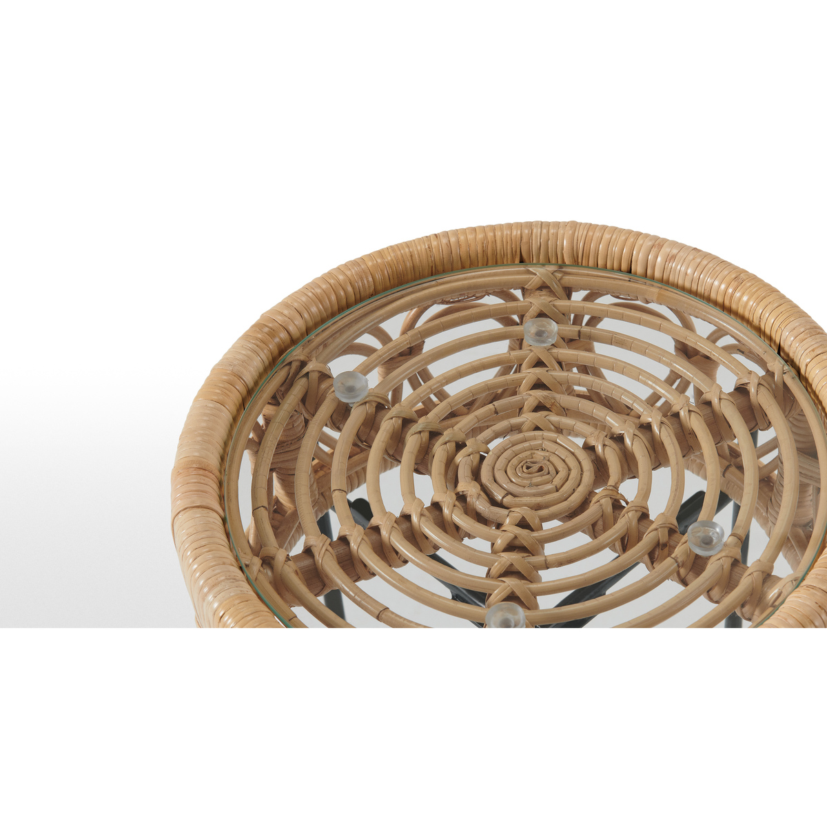 Moreno Side Table, Natural Cane & Glass – image 5
