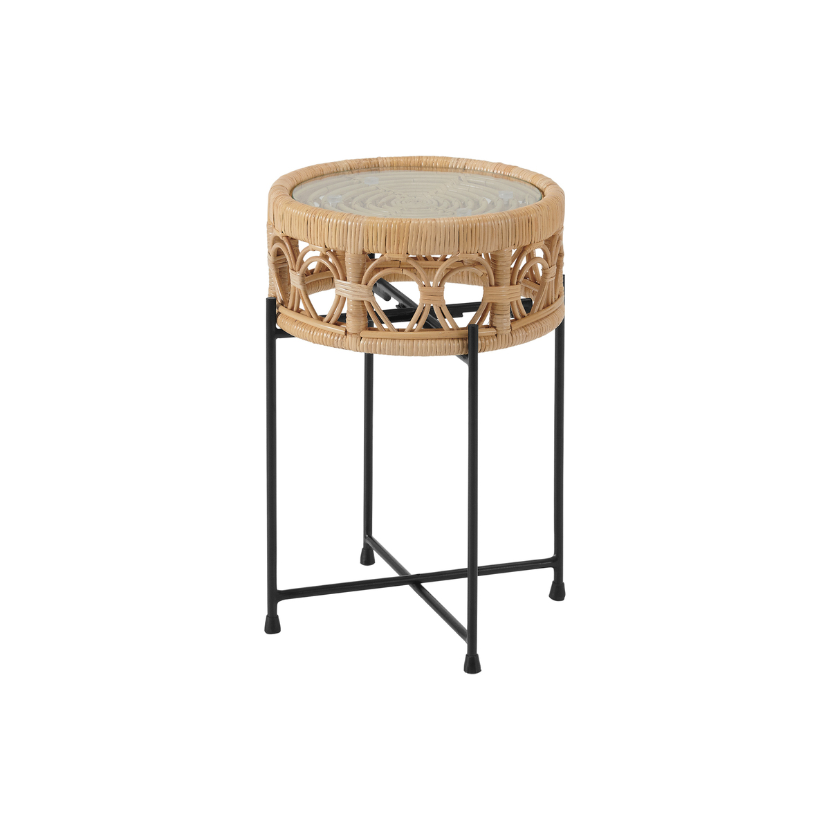 Moreno Side Table, Natural Cane & Glass – image 1