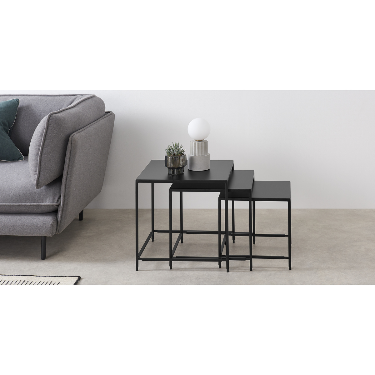 Solomon Nest of 3 Side Tables, Black – image 2
