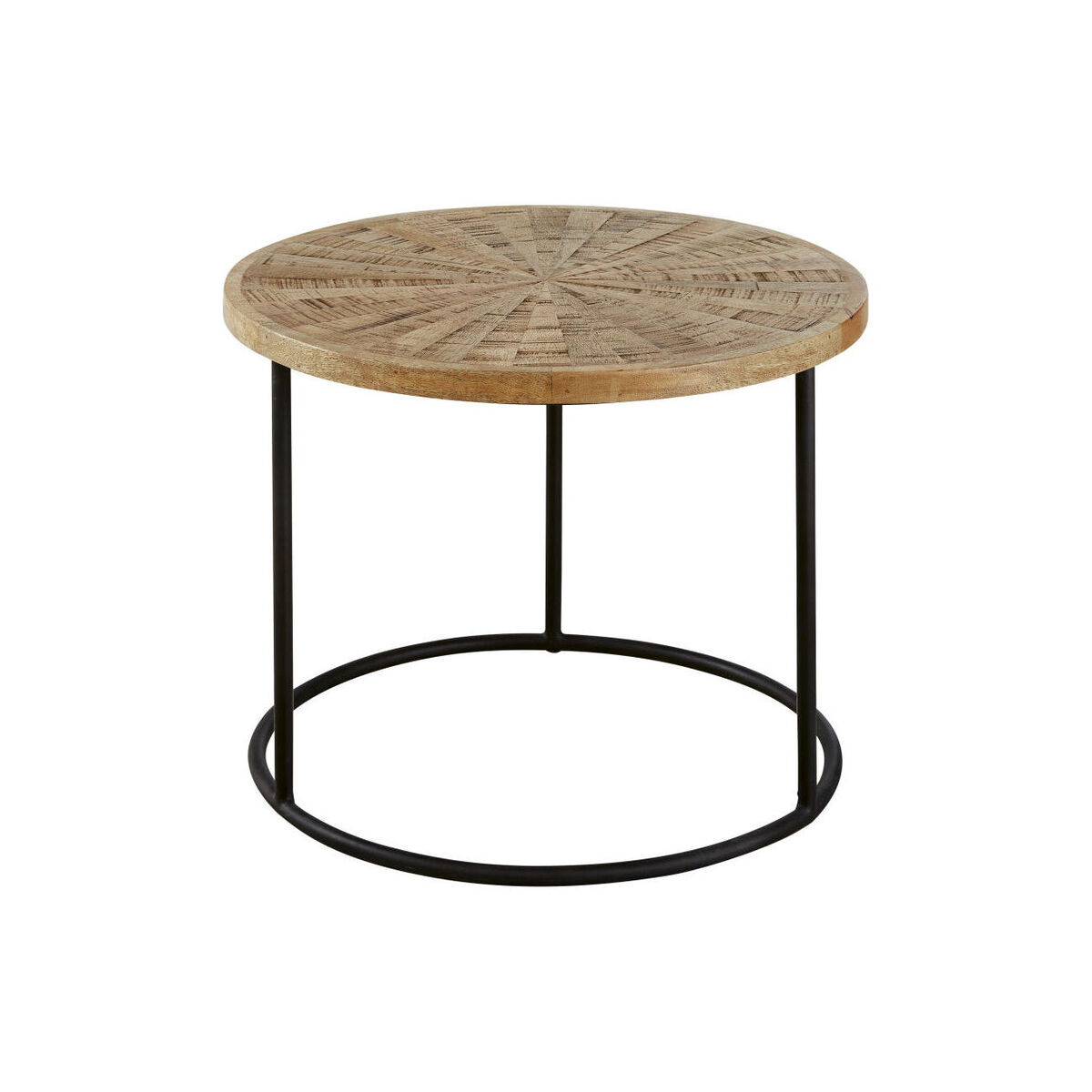 Industrial side table in black metal and mango wood – image 1