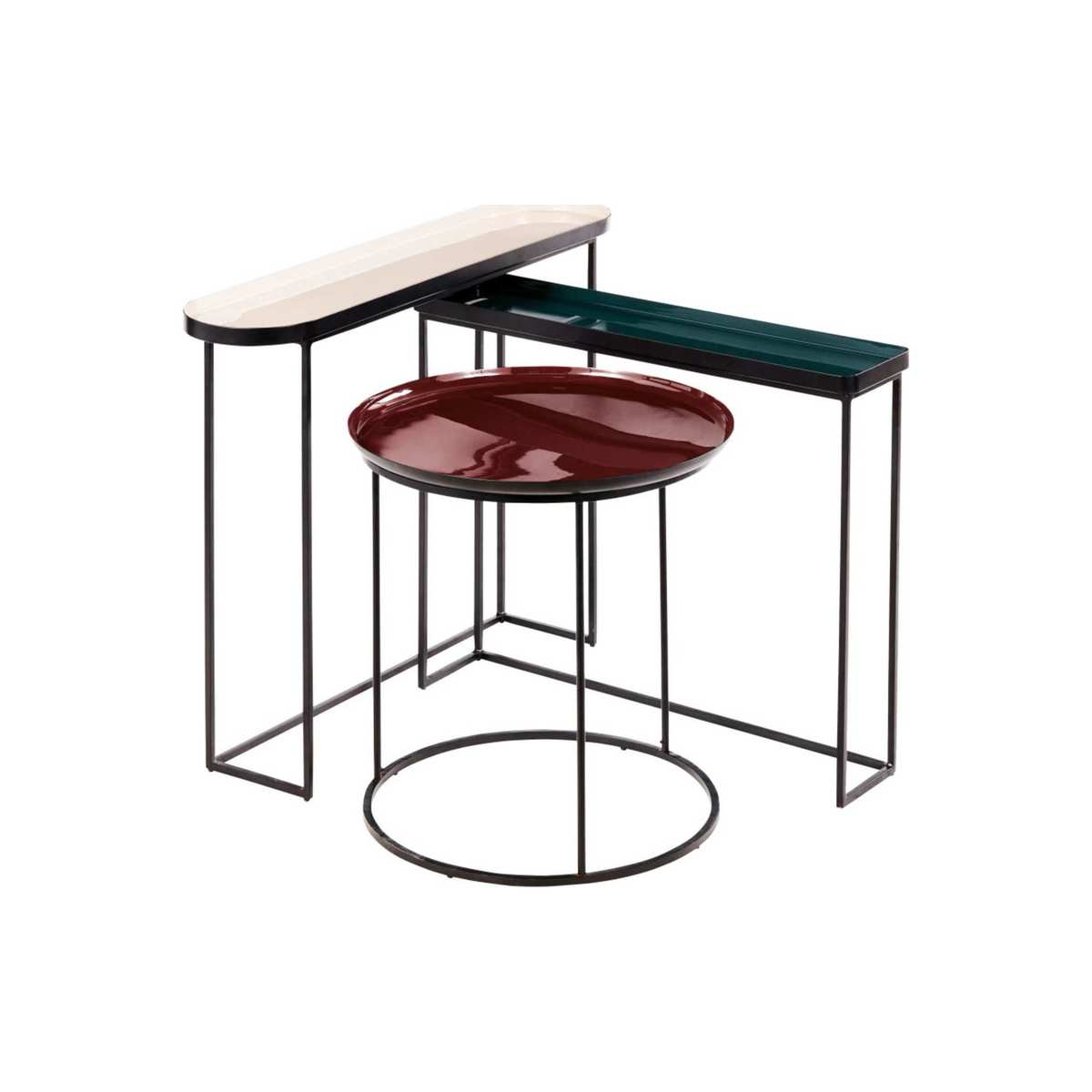Multicoloured and Black Metal Side Tables (x3) – image 2