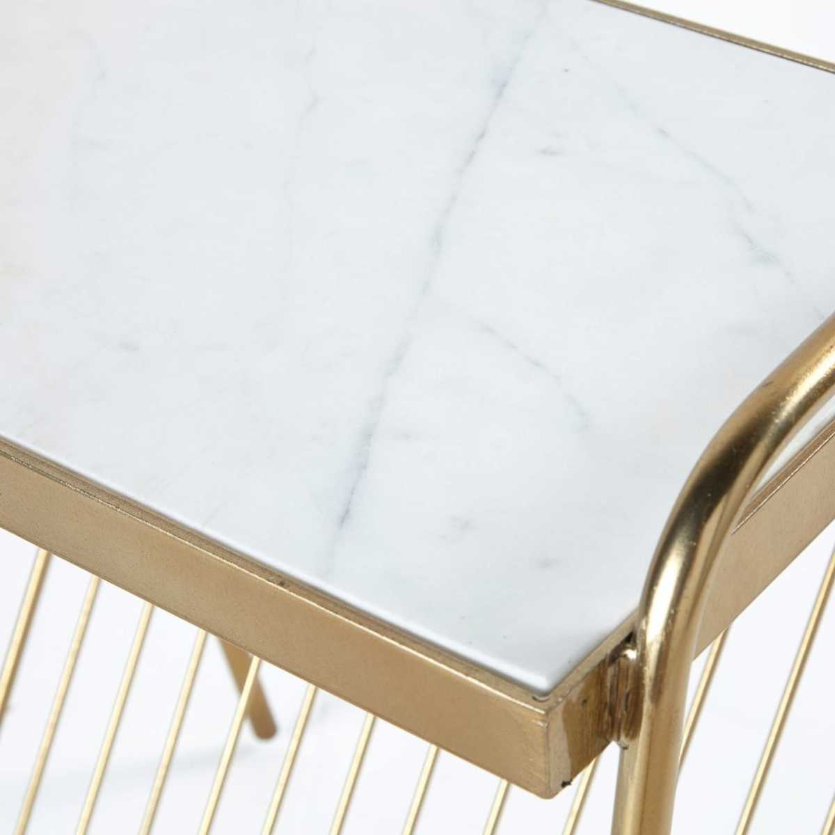 White Marble and Gold Metal Magazine Rack Side Table – image 3