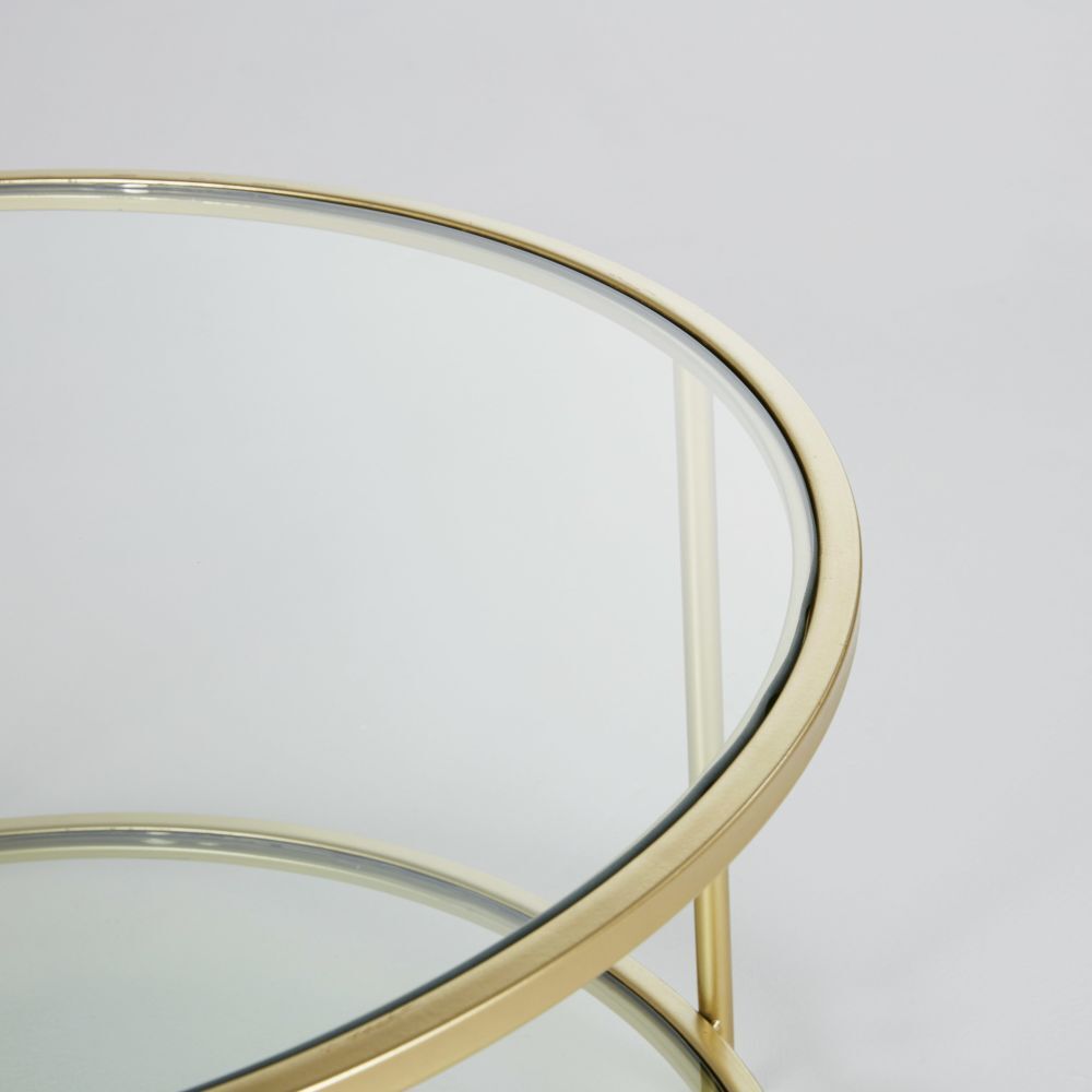 Side table in gold metal and glass – image 3