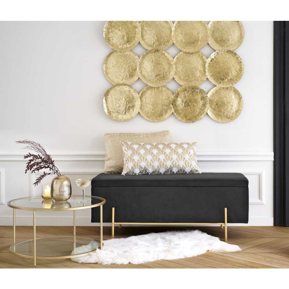Side table in gold metal and glass – image 4