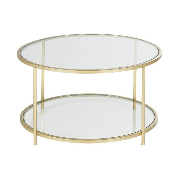 Side table in gold metal and glass – image 2