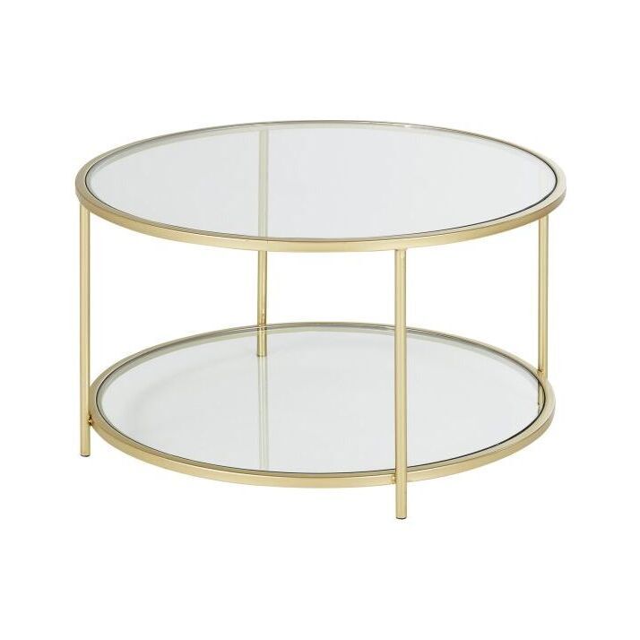 Side table in gold metal and glass – image 1